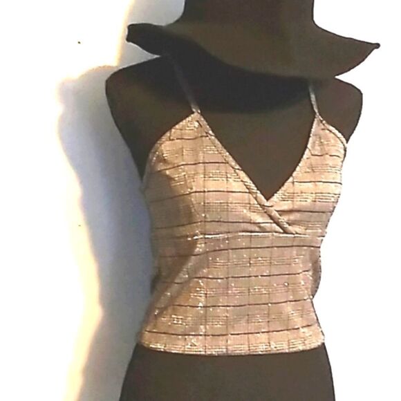 OBJEX Silver Plaid Sparkle Croptop - Picture 3 of 12